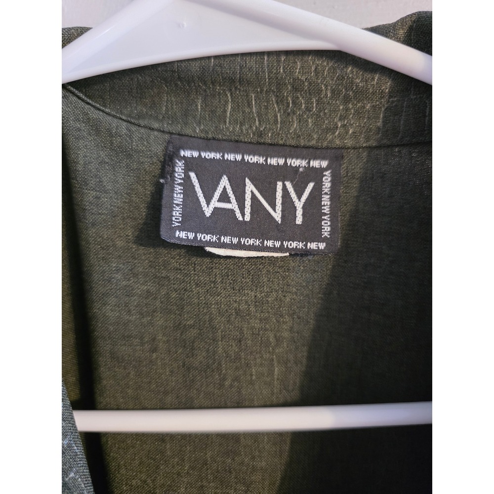 Vintage 90s Longline Duster Coat Crocodile Print Size 14 Olive Green - Picture 3 of 6